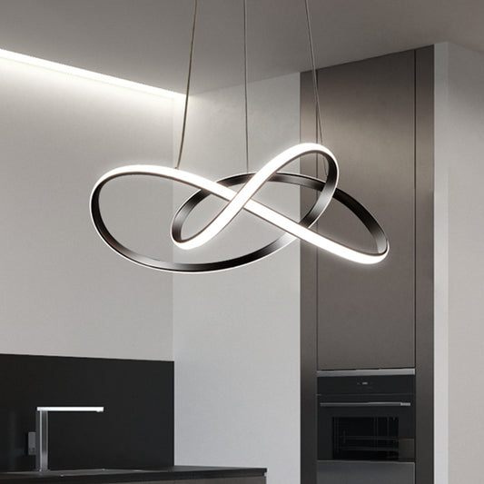 Knotting Ceiling Chandelier Minimalist Metallic LED Restaurant Drop Pendant in Black Black Clearhalo 'Ceiling Lights' 'Chandeliers' 'Modern Chandeliers' 'Modern' Lighting' 1866253