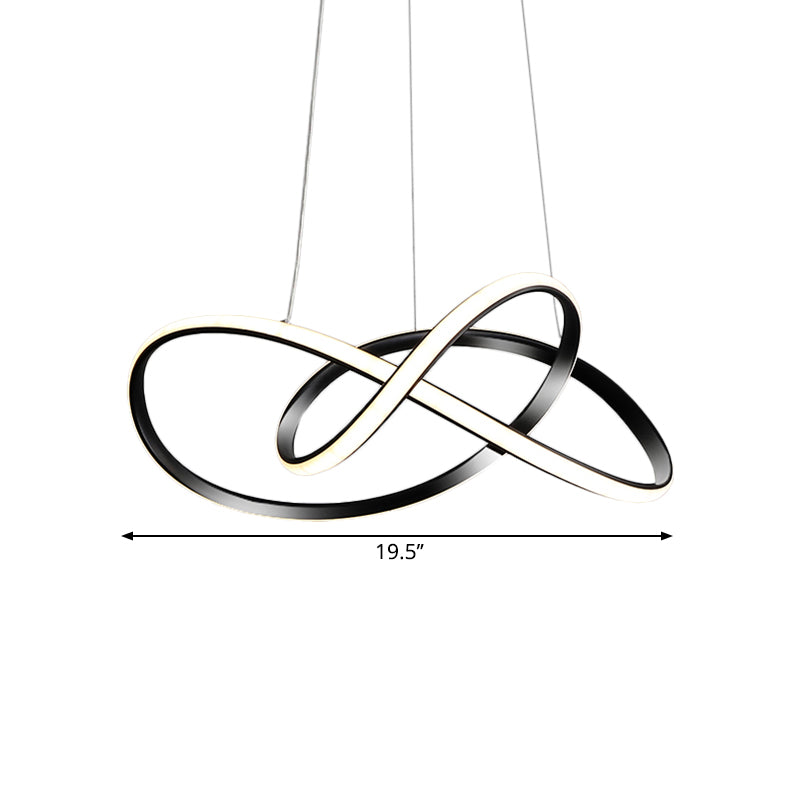 Knotting Ceiling Chandelier Minimalist Metallic LED Restaurant Drop Pendant in Black Clearhalo 'Ceiling Lights' 'Chandeliers' 'Modern Chandeliers' 'Modern' Lighting' 1866256