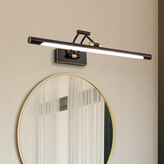 Metallic Tubular Vanity Lighting Fixture Modern LED Wall Sconce Light in Black/Gold with Foldable Arm Black Clearhalo 'Cast Iron' 'Glass' 'Industrial' 'Modern' 'Tiffany' 'Traditional wall lights' 'Vanity Lights' 'Wall Lights' Lighting' 1866265
