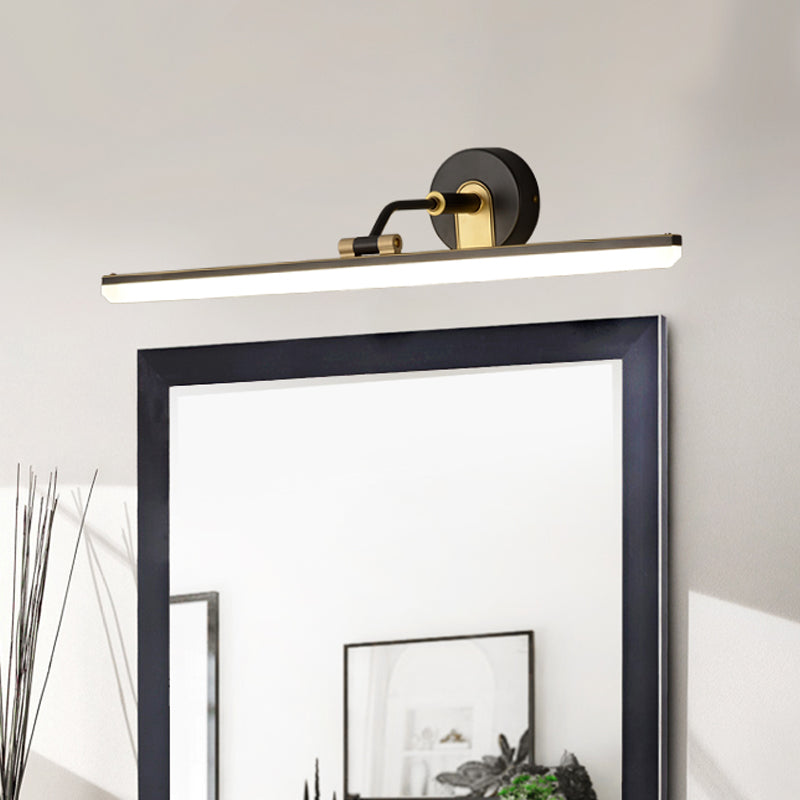 Metal Adjustable Arm LED Vanity Bar Light Contemporary Black/Brass Wall Sconce Lighting, 18"/23" Width Black Clearhalo 'Cast Iron' 'Glass' 'Industrial' 'Modern wall lights' 'Modern' 'Tiffany' 'Traditional wall lights' 'Vanity Lights' 'Wall Lights' Lighting' 1866273