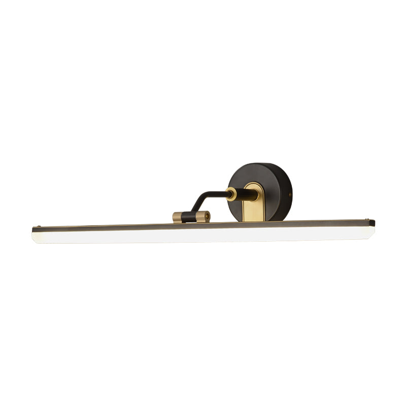 Metal Adjustable Arm LED Vanity Bar Light Contemporary Black/Brass Wall Sconce Lighting, 18"/23" Width Clearhalo 'Cast Iron' 'Glass' 'Industrial' 'Modern wall lights' 'Modern' 'Tiffany' 'Traditional wall lights' 'Vanity Lights' 'Wall Lights' Lighting' 1866274