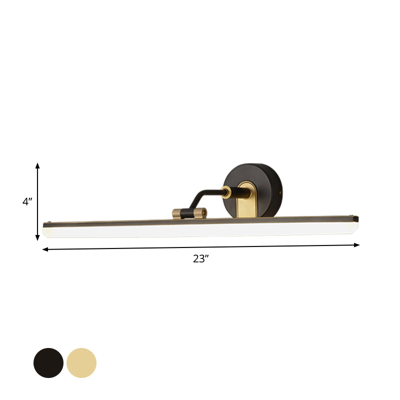 Metal Adjustable Arm LED Vanity Bar Light Contemporary Black/Brass Wall Sconce Lighting, 18"/23" Width Clearhalo 'Cast Iron' 'Glass' 'Industrial' 'Modern wall lights' 'Modern' 'Tiffany' 'Traditional wall lights' 'Vanity Lights' 'Wall Lights' Lighting' 1866277