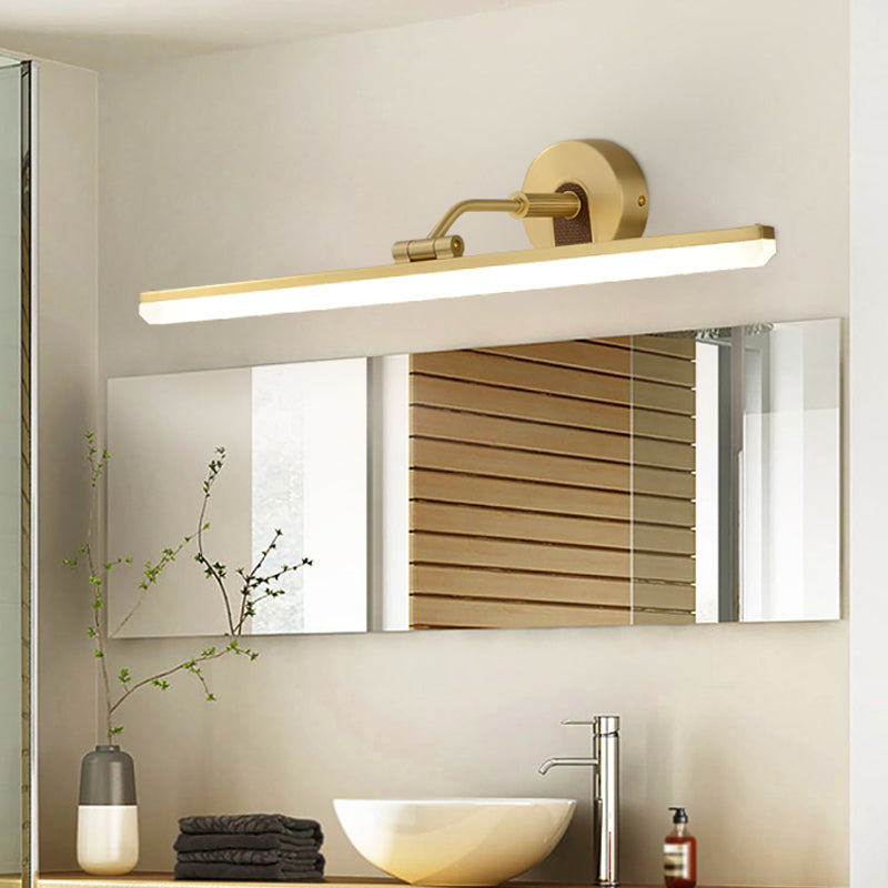 Metal Adjustable Arm LED Vanity Bar Light Contemporary Black/Brass Wall Sconce Lighting, 18"/23" Width Brass Clearhalo 'Cast Iron' 'Glass' 'Industrial' 'Modern wall lights' 'Modern' 'Tiffany' 'Traditional wall lights' 'Vanity Lights' 'Wall Lights' Lighting' 1866278