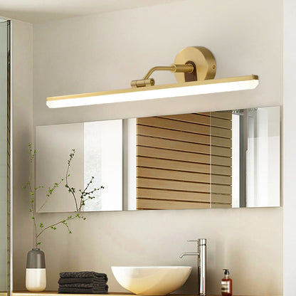 Metal Adjustable Arm LED Vanity Bar Light Contemporary Black/Brass Wall Sconce Lighting, 18"/23" Width Brass Clearhalo 'Cast Iron' 'Glass' 'Industrial' 'Modern wall lights' 'Modern' 'Tiffany' 'Traditional wall lights' 'Vanity Lights' 'Wall Lights' Lighting' 1866278