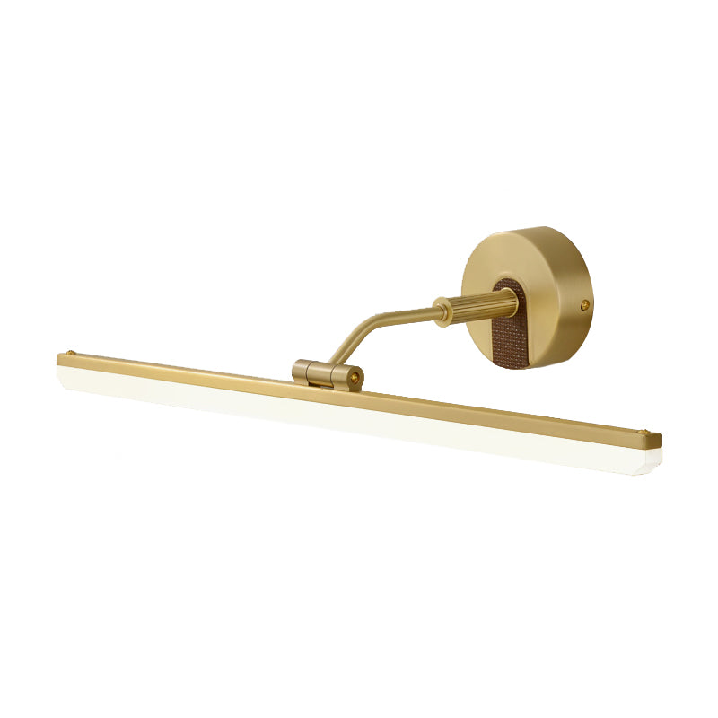 Metal Adjustable Arm LED Vanity Bar Light Contemporary Black/Brass Wall Sconce Lighting, 18"/23" Width Clearhalo 'Cast Iron' 'Glass' 'Industrial' 'Modern wall lights' 'Modern' 'Tiffany' 'Traditional wall lights' 'Vanity Lights' 'Wall Lights' Lighting' 1866280