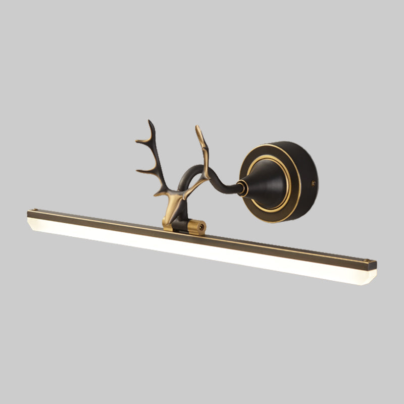 Black/Gold Antler Arm Vanity Lamp Modern LED Metallic Wall Lighting Idea with Linear Acrylic Shade Clearhalo 'Cast Iron' 'Glass' 'Industrial' 'Modern wall lights' 'Modern' 'Tiffany' 'Traditional wall lights' 'Vanity Lights' 'Wall Lights' Lighting' 1866284