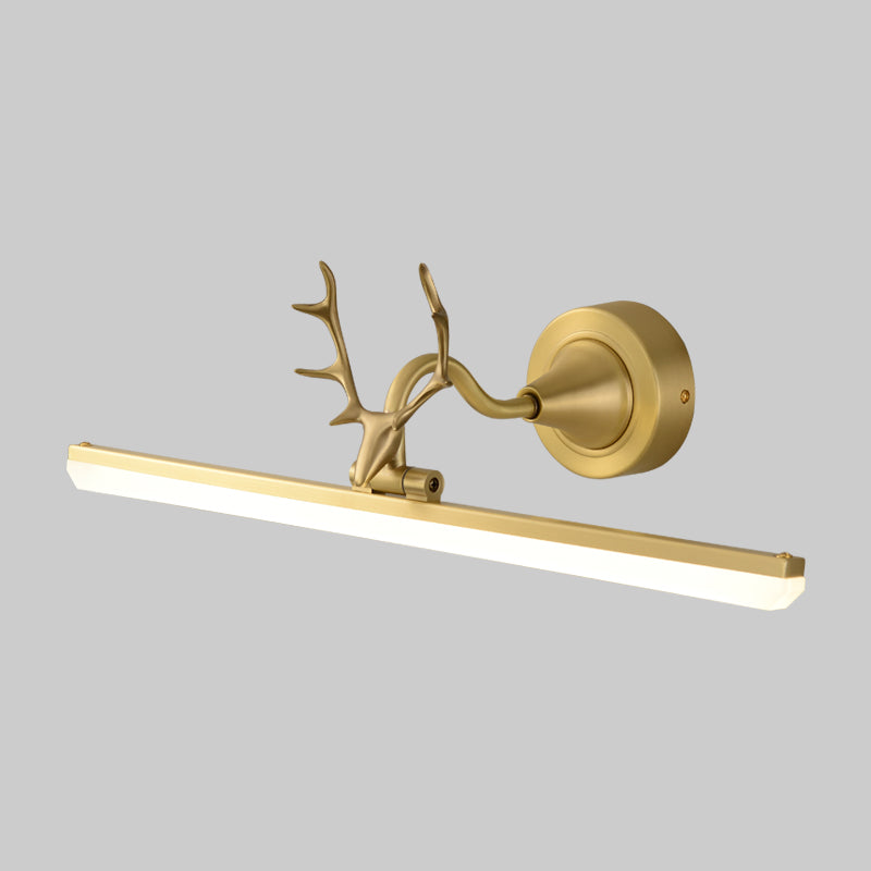 Black/Gold Antler Arm Vanity Lamp Modern LED Metallic Wall Lighting Idea with Linear Acrylic Shade Clearhalo 'Cast Iron' 'Glass' 'Industrial' 'Modern wall lights' 'Modern' 'Tiffany' 'Traditional wall lights' 'Vanity Lights' 'Wall Lights' Lighting' 1866289