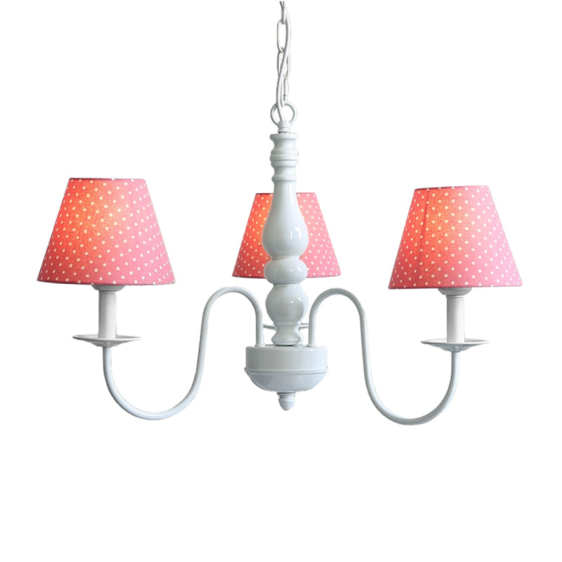 Bucket Shade Kid Bedroom Chandelier Fabric Metal 3 Lights Nordic Style Hanging Light Clearhalo 'Ceiling Lights' 'Chandeliers' Lighting' options 186629