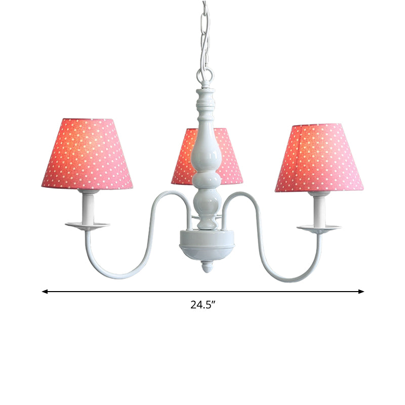 Bucket Shade Kid Bedroom Chandelier Fabric Metal 3 Lights Nordic Style Hanging Light Clearhalo 'Ceiling Lights' 'Chandeliers' Lighting' options 186630