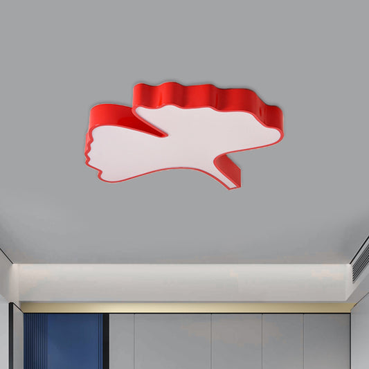 Red Cartoon Ginkgo Leaf Flushmount Lighting Kids LED Acrylic Close to Ceiling Lamp Red Clearhalo 'Ceiling Lights' 'Close To Ceiling Lights' 'Close to ceiling' 'Flush mount' Lighting' 1866302