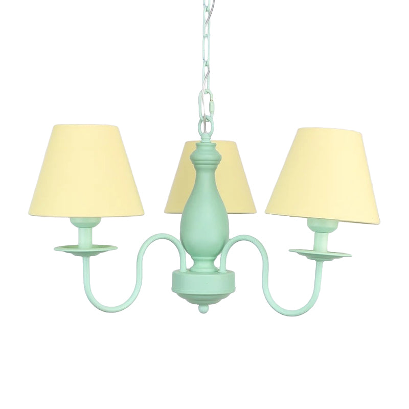 Three Heads Tapered Shade Chandelier Nordic Stylish Metal Hanging Light for Cafe Clearhalo 'Ceiling Lights' 'Chandeliers' Lighting' options 186637