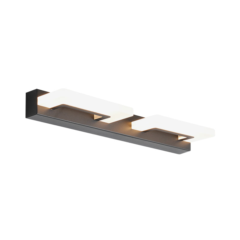 Acrylic Rectangle Vanity Sconce Modern 2/3 Heads Wall Lighting Ideas in Black for Bathroom, Warm/White Light Clearhalo 'Modern wall lights' 'Modern' 'Vanity Lights' 'Wall Lights' Lighting' 1866401