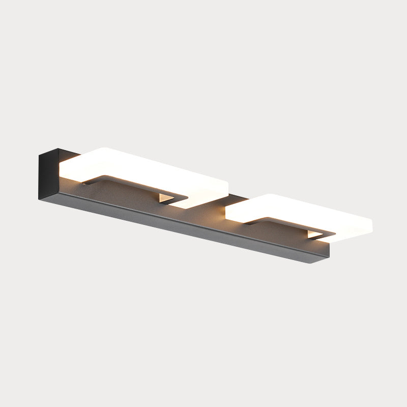 Acrylic Rectangle Vanity Sconce Modern 2/3 Heads Wall Lighting Ideas in Black for Bathroom, Warm/White Light Clearhalo 'Modern wall lights' 'Modern' 'Vanity Lights' 'Wall Lights' Lighting' 1866402