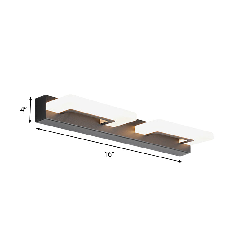 Acrylic Rectangle Vanity Sconce Modern 2/3 Heads Wall Lighting Ideas in Black for Bathroom, Warm/White Light Clearhalo 'Modern wall lights' 'Modern' 'Vanity Lights' 'Wall Lights' Lighting' 1866403