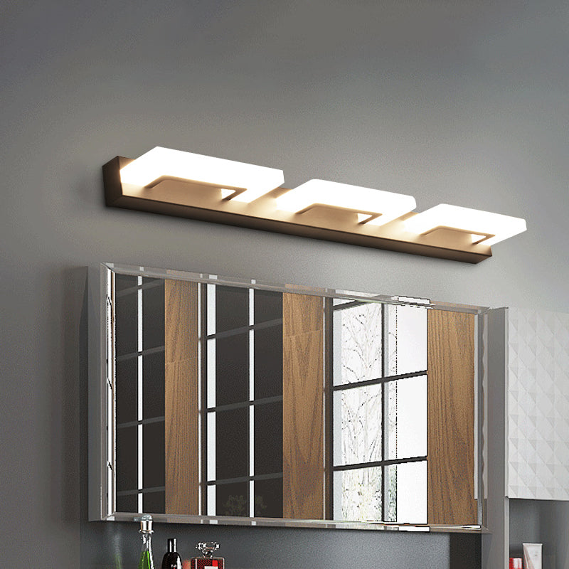 Acrylic Rectangle Vanity Sconce Modern 2/3 Heads Wall Lighting Ideas in Black for Bathroom, Warm/White Light Clearhalo 'Modern wall lights' 'Modern' 'Vanity Lights' 'Wall Lights' Lighting' 1866405