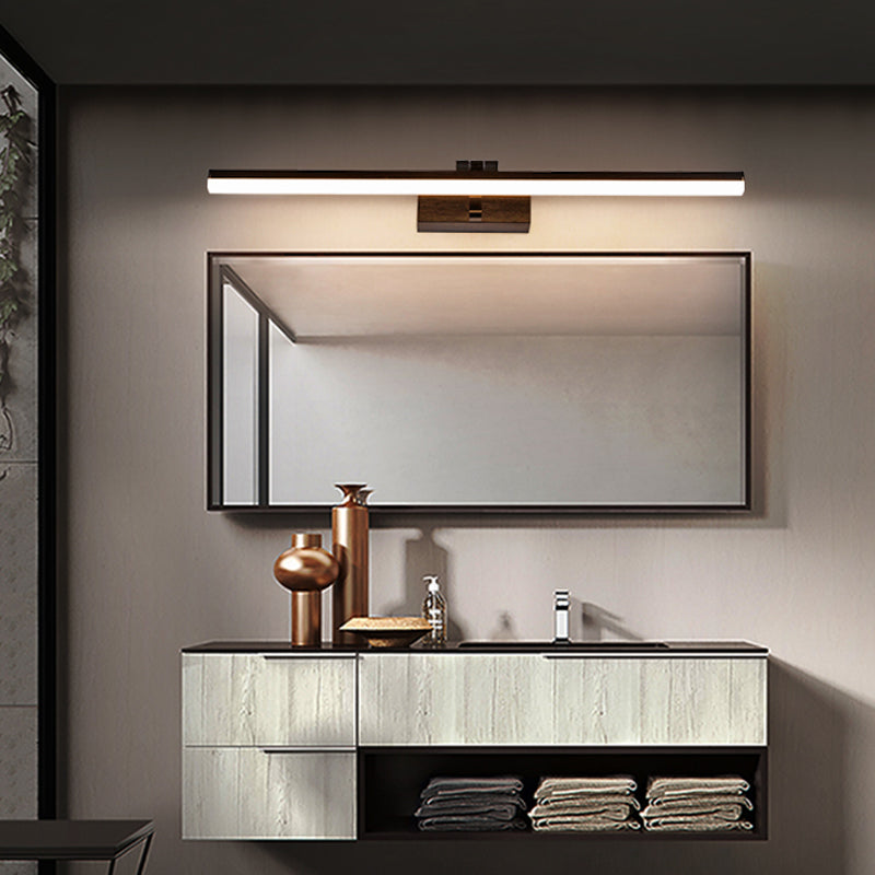 Metal Slim Vanity Lighting Fixture Simplicity 16"/19.5" L LED Wall Lamp in Black, Warm/White Light Black Clearhalo 'Cast Iron' 'Glass' 'Industrial' 'Modern wall lights' 'Modern' 'Tiffany' 'Traditional wall lights' 'Vanity Lights' 'Wall Lights' Lighting' 1866417