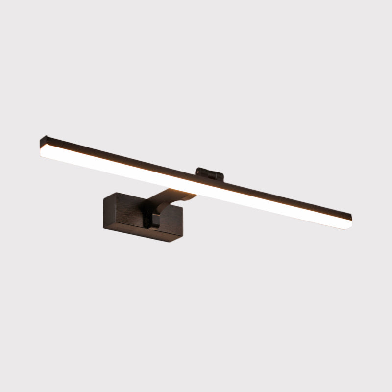 Metal Slim Vanity Lighting Fixture Simplicity 16"/19.5" L LED Wall Lamp in Black, Warm/White Light Clearhalo 'Cast Iron' 'Glass' 'Industrial' 'Modern wall lights' 'Modern' 'Tiffany' 'Traditional wall lights' 'Vanity Lights' 'Wall Lights' Lighting' 1866419