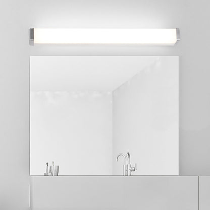 Metal Rectangle Vanity Lighting Modern LED Silver Wall Sconce Light in Warm/White Light for Bathroom Silver Clearhalo 'Cast Iron' 'Glass' 'Industrial' 'Modern wall lights' 'Modern' 'Tiffany' 'Traditional wall lights' 'Vanity Lights' 'Wall Lights' Lighting' 1866426