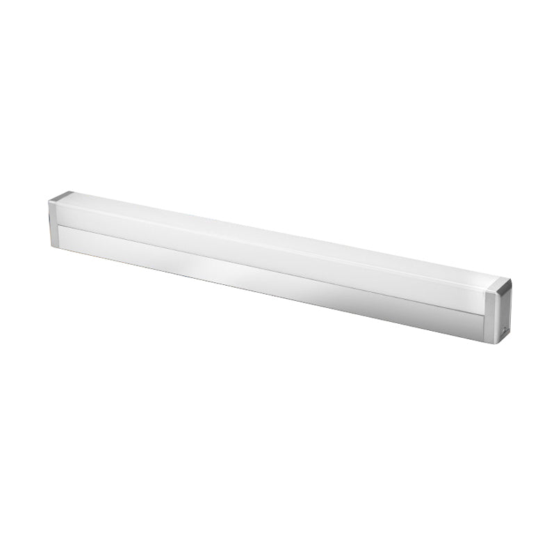 Metal Rectangle Vanity Lighting Modern LED Silver Wall Sconce Light in Warm/White Light for Bathroom Clearhalo 'Cast Iron' 'Glass' 'Industrial' 'Modern wall lights' 'Modern' 'Tiffany' 'Traditional wall lights' 'Vanity Lights' 'Wall Lights' Lighting' 1866427
