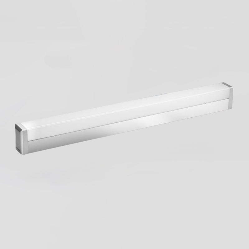 Metal Rectangle Vanity Lighting Modern LED Silver Wall Sconce Light in Warm/White Light for Bathroom Clearhalo 'Cast Iron' 'Glass' 'Industrial' 'Modern wall lights' 'Modern' 'Tiffany' 'Traditional wall lights' 'Vanity Lights' 'Wall Lights' Lighting' 1866428