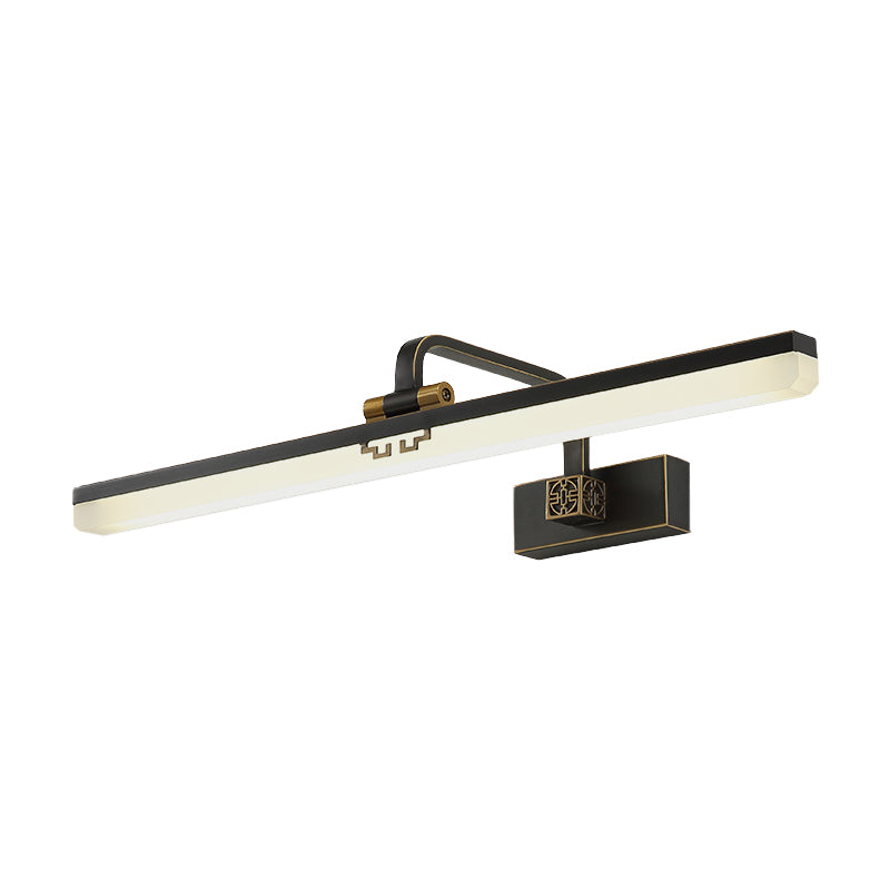 Minimalism Linear Wall Vanity Light Metallic Mirror Cabinet LED Adjustable Wall Mounted Lamp in Black Clearhalo 'Cast Iron' 'Glass' 'Industrial' 'Modern wall lights' 'Modern' 'Tiffany' 'Traditional wall lights' 'Vanity Lights' 'Wall Lights' Lighting' 1866452
