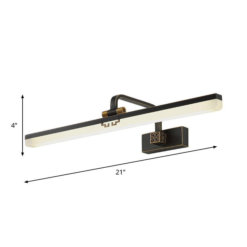 Minimalism Linear Wall Vanity Light Metallic Mirror Cabinet LED Adjustable Wall Mounted Lamp in Black Clearhalo 'Cast Iron' 'Glass' 'Industrial' 'Modern wall lights' 'Modern' 'Tiffany' 'Traditional wall lights' 'Vanity Lights' 'Wall Lights' Lighting' 1866453
