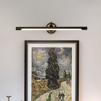 Metal Linear LED Wall Sconce Lighting Contemporary Black/Gold Adjustable Vanity Light Fixture with Acrylic Shade Black Clearhalo 'Cast Iron' 'Glass' 'Industrial' 'Modern wall lights' 'Modern' 'Tiffany' 'Traditional wall lights' 'Vanity Lights' 'Wall Lights' Lighting' 1866454