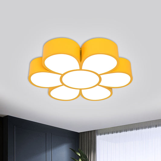 Kids Flower Ceiling Light Fixture Acrylic LED Kindergarten Flush Mount Lighting in Red/Yellow/Green Yellow Clearhalo 'Ceiling Lights' 'Close To Ceiling Lights' 'Close to ceiling' 'Flush mount' Lighting' 1866478