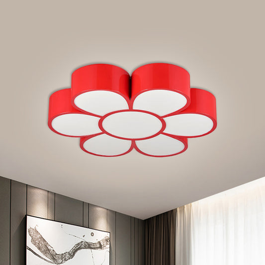 Kids Flower Ceiling Light Fixture Acrylic LED Kindergarten Flush Mount Lighting in Red/Yellow/Green Red Clearhalo 'Ceiling Lights' 'Close To Ceiling Lights' 'Close to ceiling' 'Flush mount' Lighting' 1866482
