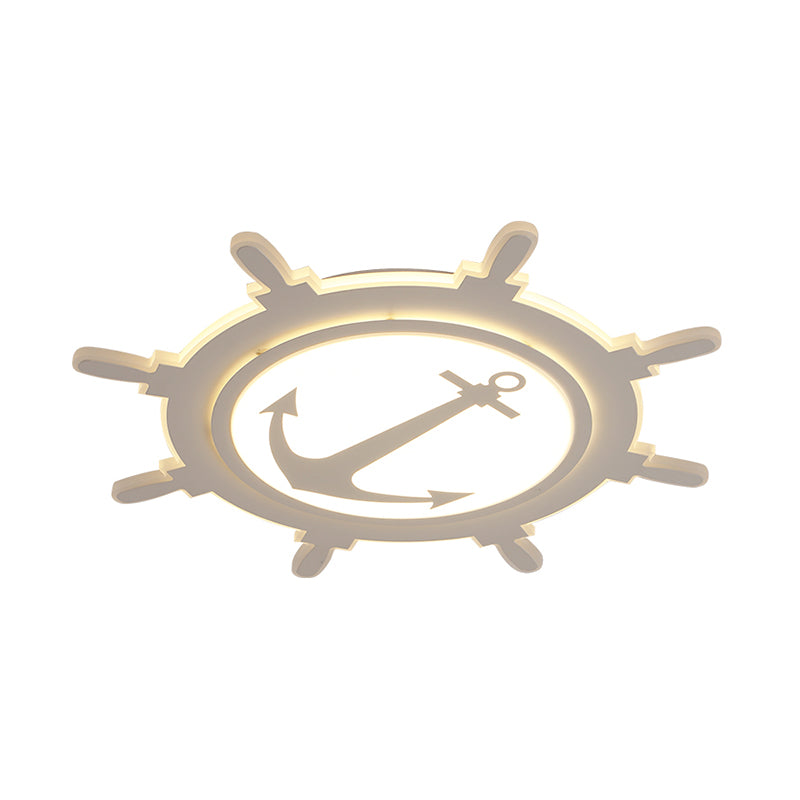 Rudder Baby Room Flush Mount Lamp Acrylic 16.5"/20.5"/24.5" Width LED Kids Close to Ceiling Light in Blue/White, Warm/White Light Clearhalo 'Ceiling Lights' 'Close To Ceiling Lights' 'Close to ceiling' 'Flush mount' Lighting' 1866492