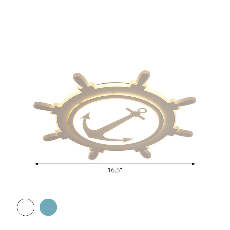 Rudder Baby Room Flush Mount Lamp Acrylic 16.5"/20.5"/24.5" Width LED Kids Close to Ceiling Light in Blue/White, Warm/White Light Clearhalo 'Ceiling Lights' 'Close To Ceiling Lights' 'Close to ceiling' 'Flush mount' Lighting' 1866493