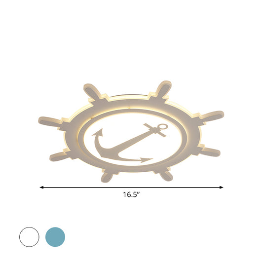 Rudder Baby Room Flush Mount Lamp Acrylic 16.5"/20.5"/24.5" Width LED Kids Close to Ceiling Light in Blue/White, Warm/White Light Clearhalo 'Ceiling Lights' 'Close To Ceiling Lights' 'Close to ceiling' 'Flush mount' Lighting' 1866493