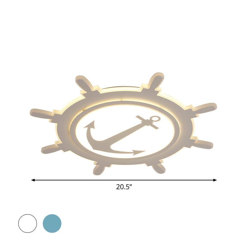 Rudder Baby Room Flush Mount Lamp Acrylic 16.5"/20.5"/24.5" Width LED Kids Close to Ceiling Light in Blue/White, Warm/White Light Clearhalo 'Ceiling Lights' 'Close To Ceiling Lights' 'Close to ceiling' 'Flush mount' Lighting' 1866494