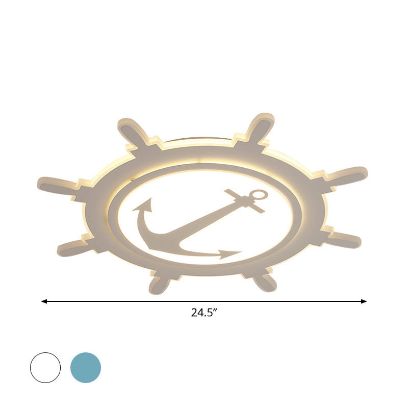 Rudder Baby Room Flush Mount Lamp Acrylic 16.5"/20.5"/24.5" Width LED Kids Close to Ceiling Light in Blue/White, Warm/White Light Clearhalo 'Ceiling Lights' 'Close To Ceiling Lights' 'Close to ceiling' 'Flush mount' Lighting' 1866495