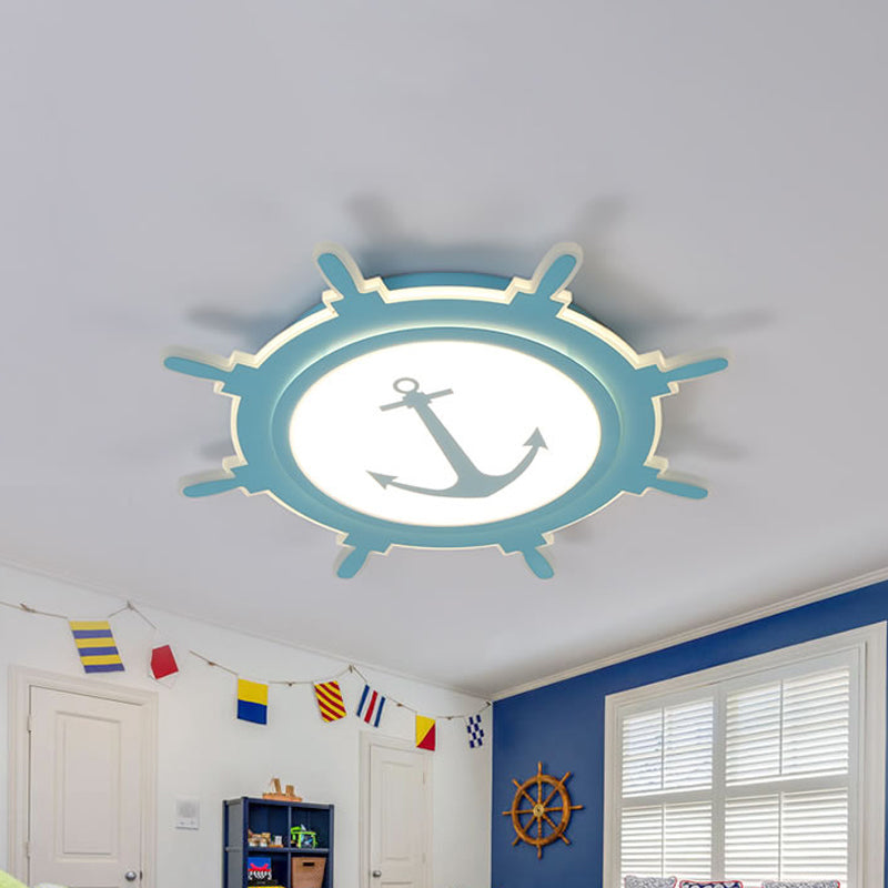 Rudder Baby Room Flush Mount Lamp Acrylic 16.5"/20.5"/24.5" Width LED Kids Close to Ceiling Light in Blue/White, Warm/White Light Blue Clearhalo 'Ceiling Lights' 'Close To Ceiling Lights' 'Close to ceiling' 'Flush mount' Lighting' 1866496