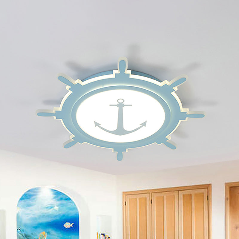 Rudder Baby Room Flush Mount Lamp Acrylic 16.5"/20.5"/24.5" Width LED Kids Close to Ceiling Light in Blue/White, Warm/White Light Clearhalo 'Ceiling Lights' 'Close To Ceiling Lights' 'Close to ceiling' 'Flush mount' Lighting' 1866497