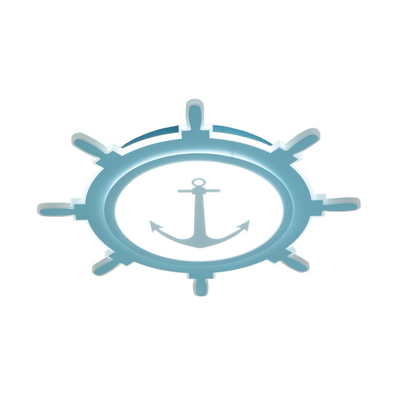 Rudder Baby Room Flush Mount Lamp Acrylic 16.5"/20.5"/24.5" Width LED Kids Close to Ceiling Light in Blue/White, Warm/White Light Clearhalo 'Ceiling Lights' 'Close To Ceiling Lights' 'Close to ceiling' 'Flush mount' Lighting' 1866498