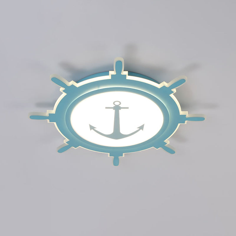 Rudder Baby Room Flush Mount Lamp Acrylic 16.5"/20.5"/24.5" Width LED Kids Close to Ceiling Light in Blue/White, Warm/White Light Clearhalo 'Ceiling Lights' 'Close To Ceiling Lights' 'Close to ceiling' 'Flush mount' Lighting' 1866499