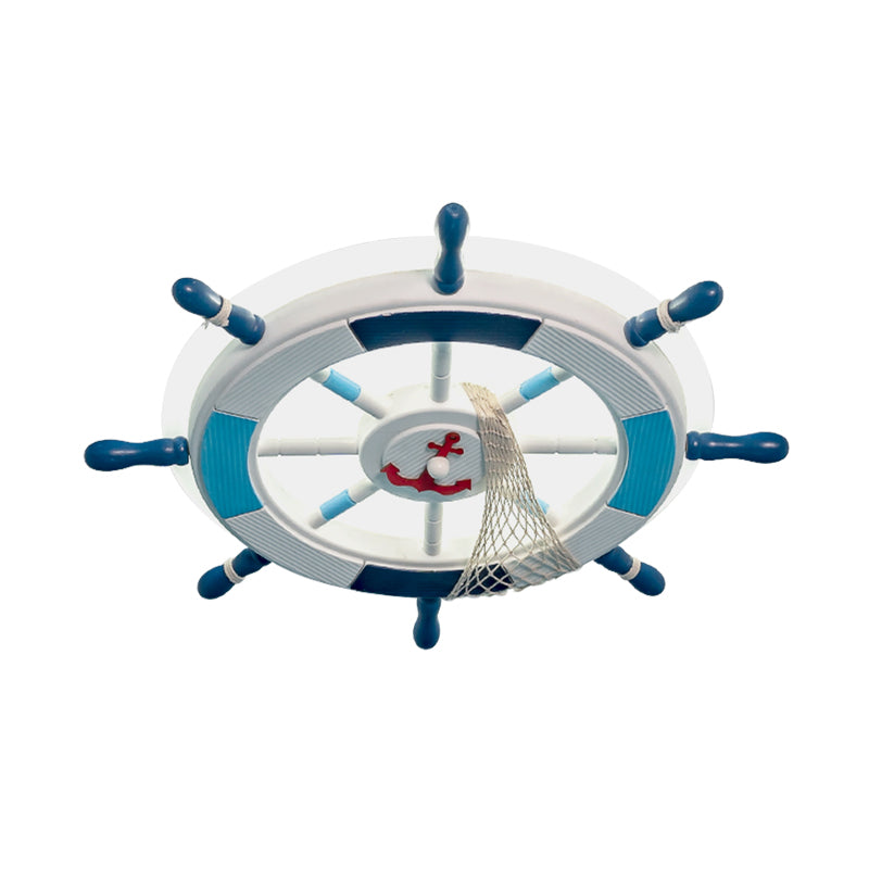 Round Acrylic Ceiling Light Fixture Creative LED Blue Flushmount Lighting with Rudder Design Clearhalo 'Ceiling Lights' 'Close To Ceiling Lights' 'Close to ceiling' 'Flush mount' Lighting' 1866514