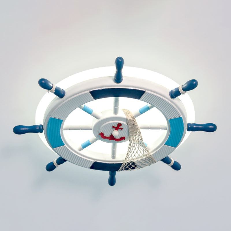 Round Acrylic Ceiling Light Fixture Creative LED Blue Flushmount Lighting with Rudder Design Clearhalo 'Ceiling Lights' 'Close To Ceiling Lights' 'Close to ceiling' 'Flush mount' Lighting' 1866515