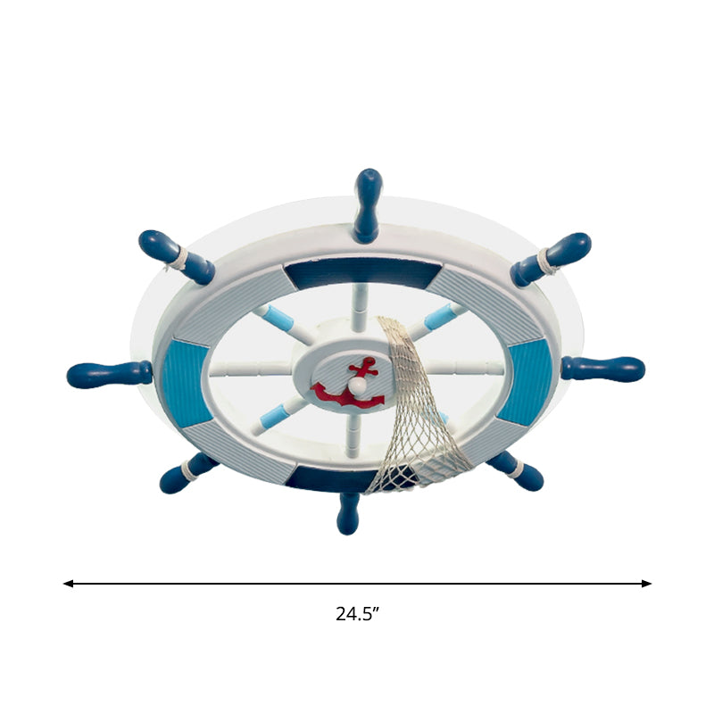 Round Acrylic Ceiling Light Fixture Creative LED Blue Flushmount Lighting with Rudder Design Clearhalo 'Ceiling Lights' 'Close To Ceiling Lights' 'Close to ceiling' 'Flush mount' Lighting' 1866516