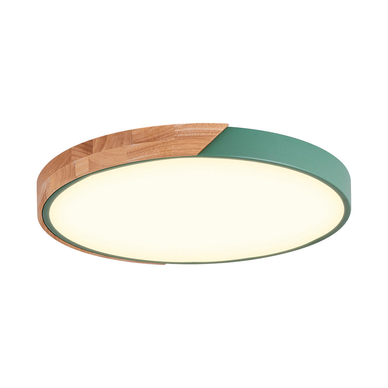 Round Close to Ceiling Lamp Contemporary Metal Pink/Yellow/Green LED Flush Light Fixture, 16"/19.5" Wide Clearhalo 'Ceiling Lights' 'Close To Ceiling Lights' 'Close to ceiling' 'Flush mount' Lighting' 1866528