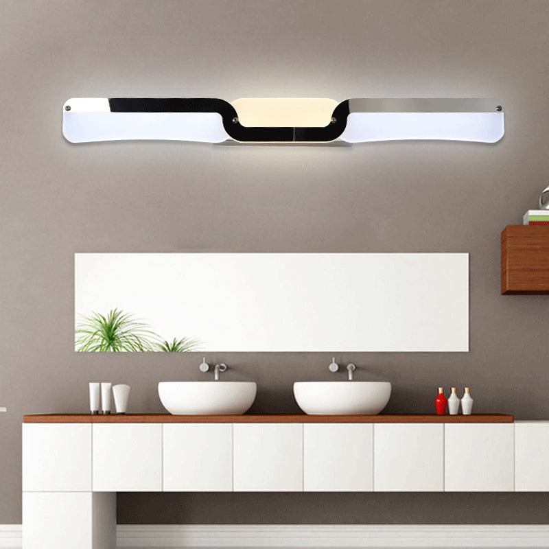 Ultra-Thin Vanity Sconce Light Modernity Acrylic LED Wall Lighting Fixture in Chrome, Warm/White Light Chrome Clearhalo 'Modern wall lights' 'Modern' 'Vanity Lights' 'Wall Lights' Lighting' 1866654