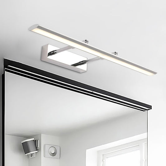 LED Washroom Vanity Lighting Minimalist Silver Wall Light Fixture with Elongated Metal Shade Silver Clearhalo 'Cast Iron' 'Glass' 'Industrial' 'Modern wall lights' 'Modern' 'Tiffany' 'Traditional wall lights' 'Vanity Lights' 'Wall Lights' Lighting' 1866680