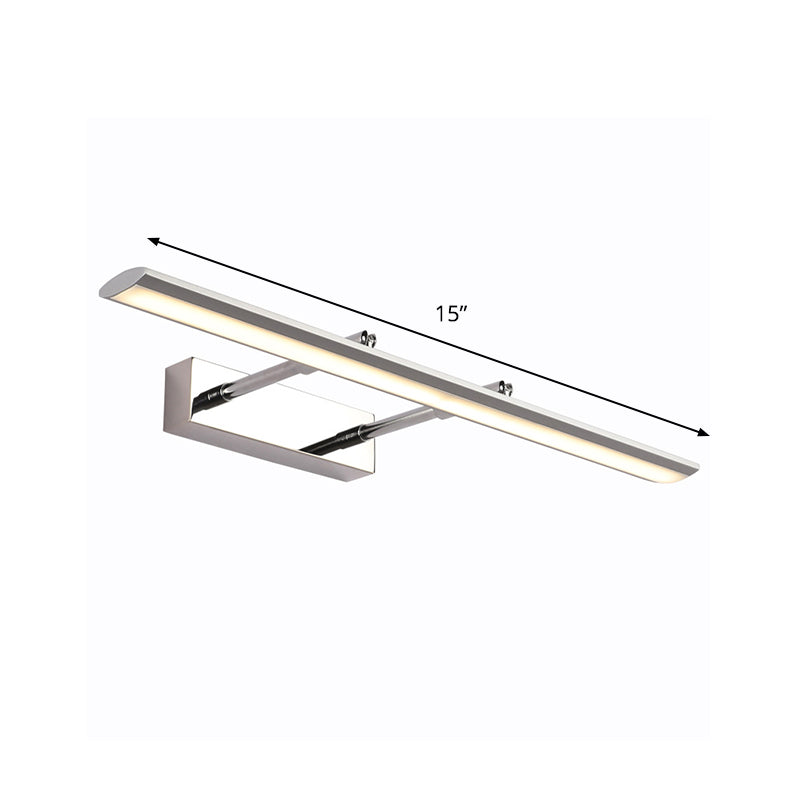 LED Washroom Vanity Lighting Minimalist Silver Wall Light Fixture with Elongated Metal Shade Clearhalo 'Cast Iron' 'Glass' 'Industrial' 'Modern wall lights' 'Modern' 'Tiffany' 'Traditional wall lights' 'Vanity Lights' 'Wall Lights' Lighting' 1866683