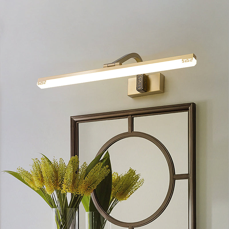 Metal Straight Vanity Sconce Contemporary LED Wall Lamp in Black/Brass with Curvy Arm Clearhalo 'Cast Iron' 'Glass' 'Industrial' 'Modern wall lights' 'Modern' 'Tiffany' 'Traditional wall lights' 'Vanity Lights' 'Wall Lights' Lighting' 1866685