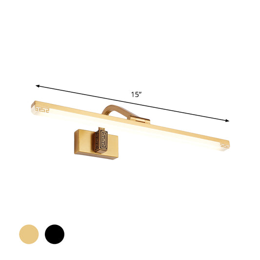 Metal Straight Vanity Sconce Contemporary LED Wall Lamp in Black/Brass with Curvy Arm Clearhalo 'Cast Iron' 'Glass' 'Industrial' 'Modern wall lights' 'Modern' 'Tiffany' 'Traditional wall lights' 'Vanity Lights' 'Wall Lights' Lighting' 1866687