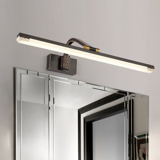 Metal Straight Vanity Sconce Contemporary LED Wall Lamp in Black/Brass with Curvy Arm Black Clearhalo 'Cast Iron' 'Glass' 'Industrial' 'Modern wall lights' 'Modern' 'Tiffany' 'Traditional wall lights' 'Vanity Lights' 'Wall Lights' Lighting' 1866688