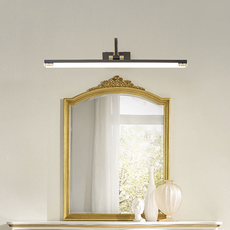 Metal Straight Vanity Sconce Contemporary LED Wall Lamp in Black/Brass with Curvy Arm Clearhalo 'Cast Iron' 'Glass' 'Industrial' 'Modern wall lights' 'Modern' 'Tiffany' 'Traditional wall lights' 'Vanity Lights' 'Wall Lights' Lighting' 1866689
