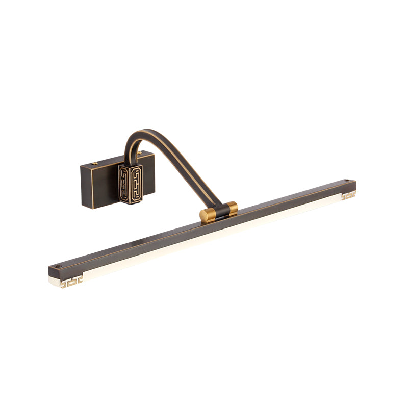 Metal Straight Vanity Sconce Contemporary LED Wall Lamp in Black/Brass with Curvy Arm Clearhalo 'Cast Iron' 'Glass' 'Industrial' 'Modern wall lights' 'Modern' 'Tiffany' 'Traditional wall lights' 'Vanity Lights' 'Wall Lights' Lighting' 1866690